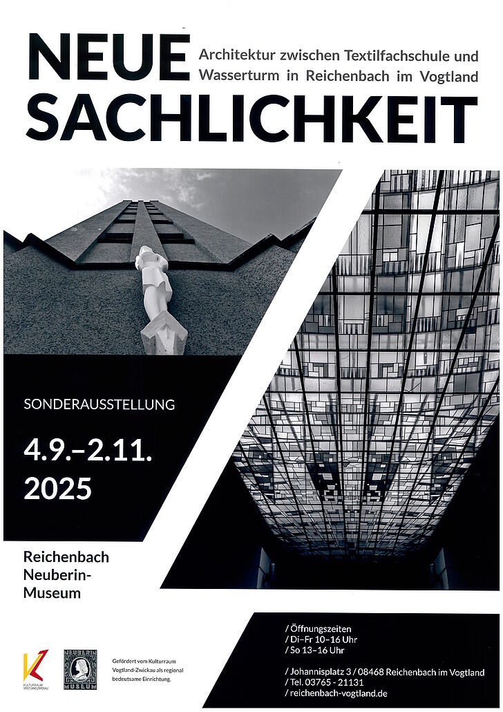 Das Ausstellungsplakat zeigt zwei Reichenbacher Architekturdetails