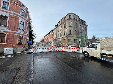 Sperrung Kreuzungsbereich Bebelstraße/Liebaustraße