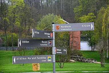 Wegweiser Städtepartnerschaften im Park der Generationen