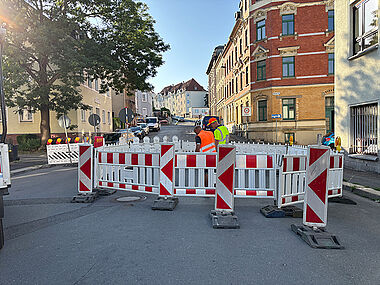 Absperrung auf der Stockmannstraße Absperrung auf der Stockmannstraße