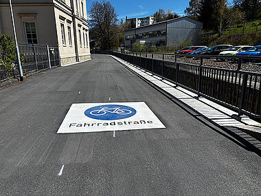 Ca. 150 Meter der Baustrecke wurden als Fahrradstraße ausgebaut.